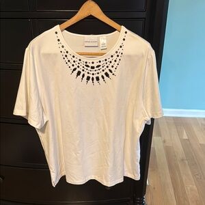Alfred Dunner White Boxy Embellished T-Shirt